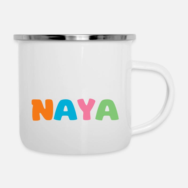 Name - Naya - Emaille-Tasse - Weiß