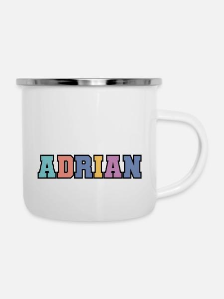 Name - Adrian - Emaille-Tasse - Weiß