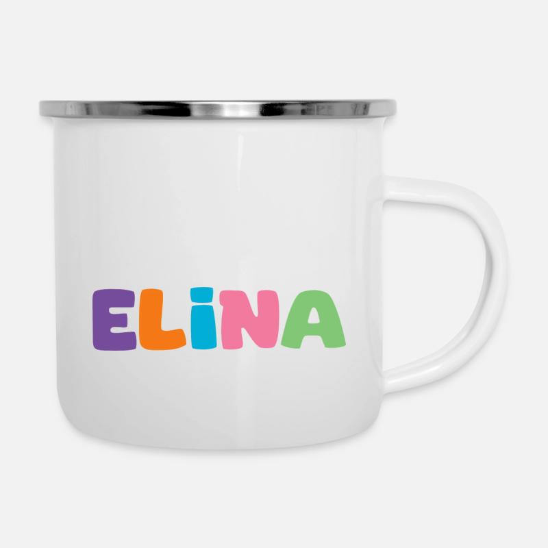 Name - Elina - Emaille-Tasse - Weiß