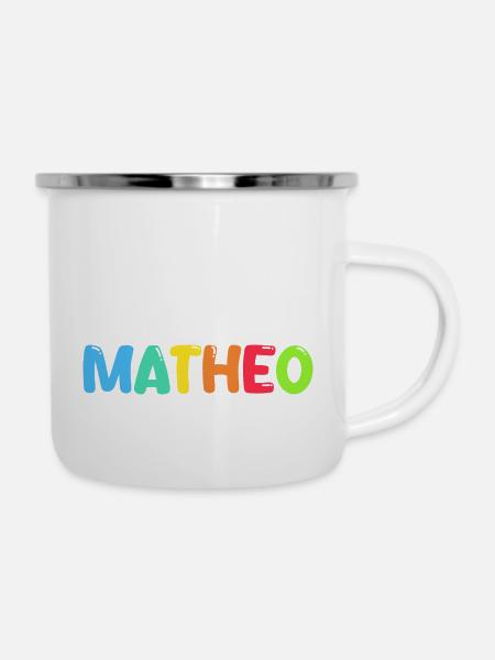Name - Matheo - Emaille-Tasse - Weiß