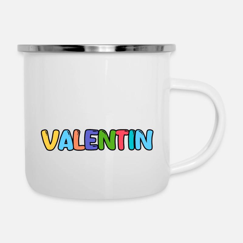 Nom - Valentin - Tasse émaillée - blanc