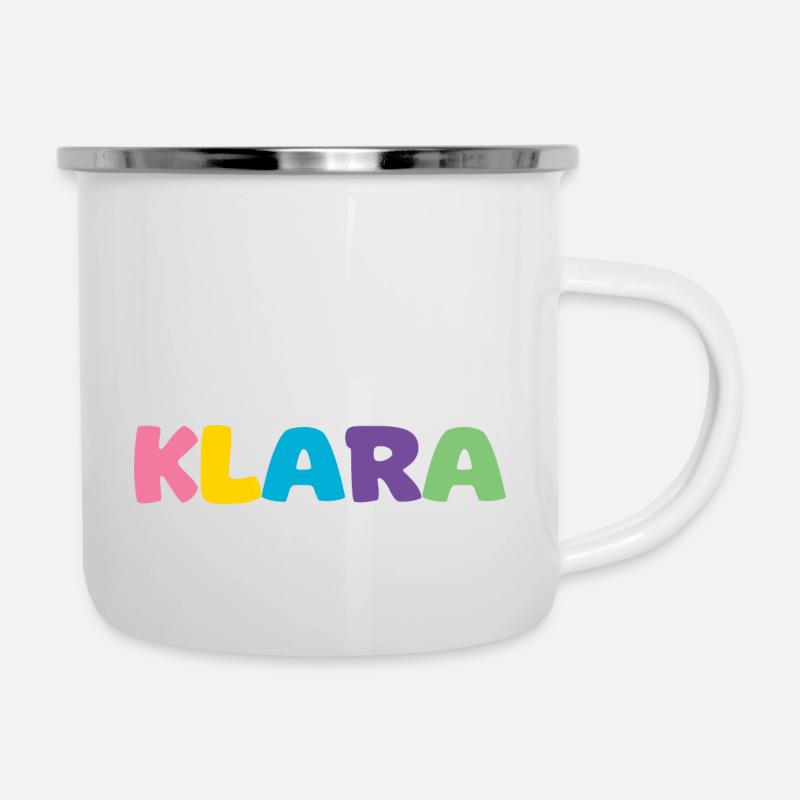 Name - Klara - Emaille-Tasse - Weiß