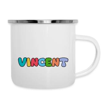 Name - Vincent - Emaille-Tasse - Weiß - Rechts