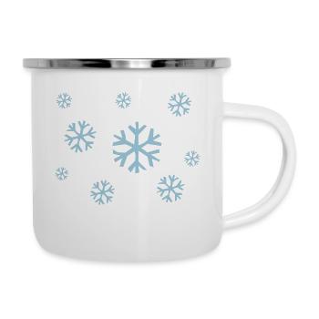 Schneeflocken - Emaille-Tasse - Weiß - Rechts