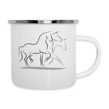 Trio cheval - Tasse émaillée - blanc - Droite