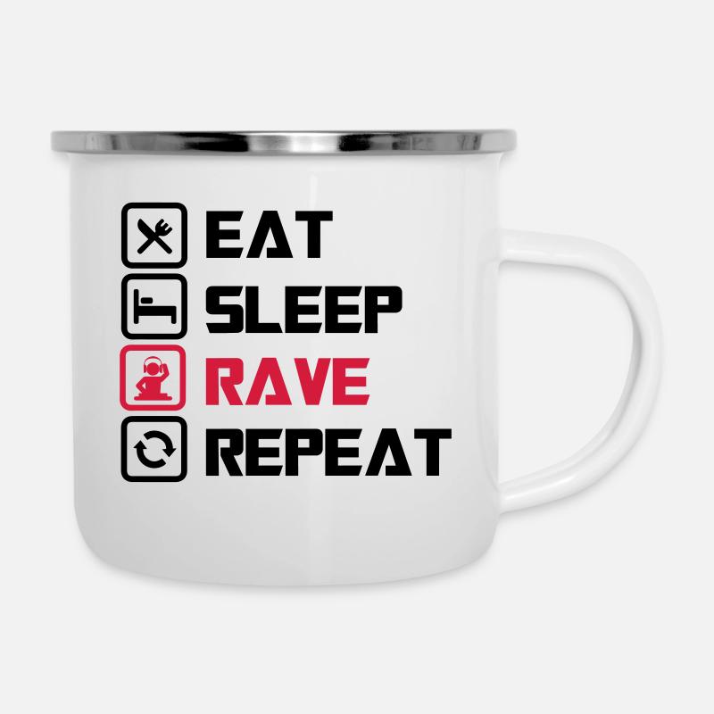 sleep Rave repeat - Camper Mug - white