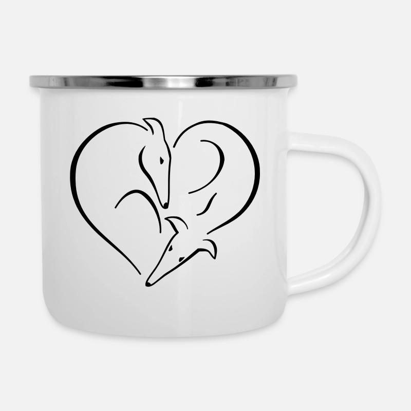 Windhundherz - Emaille-Tasse - Weiß