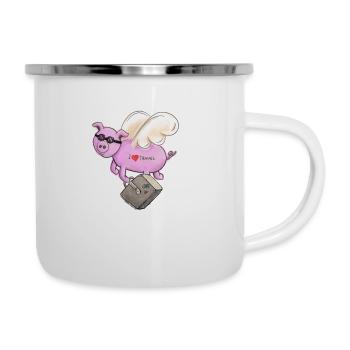 Fliegendes Schwein - Emaille-Tasse - Weiß - Rechts