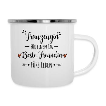 Trauzeugin Beste Freundin Dankeschön Geschenk - Emaille-Tasse - Weiß - Rechts