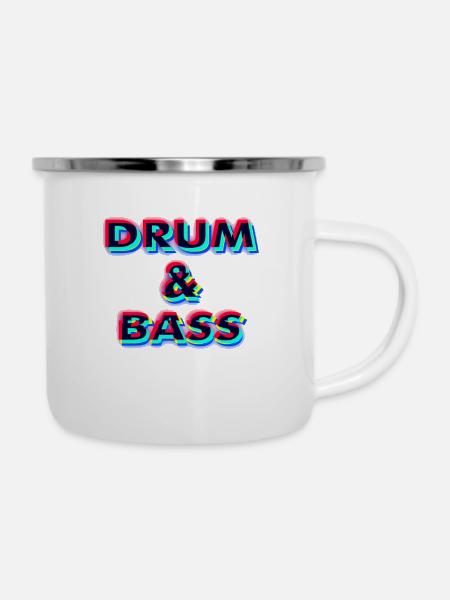 DnB GLITCH - Emaille-Tasse - Weiß
