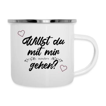 Lustig Wandern Hiking Spruch Geschenkidee Wanderer - Emaille-Tasse - Weiß - Rechts