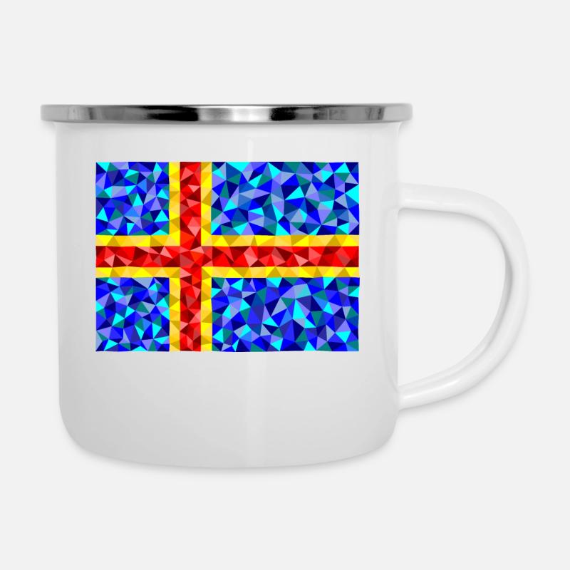 Aland flag in low poly style - Camper Mug - white