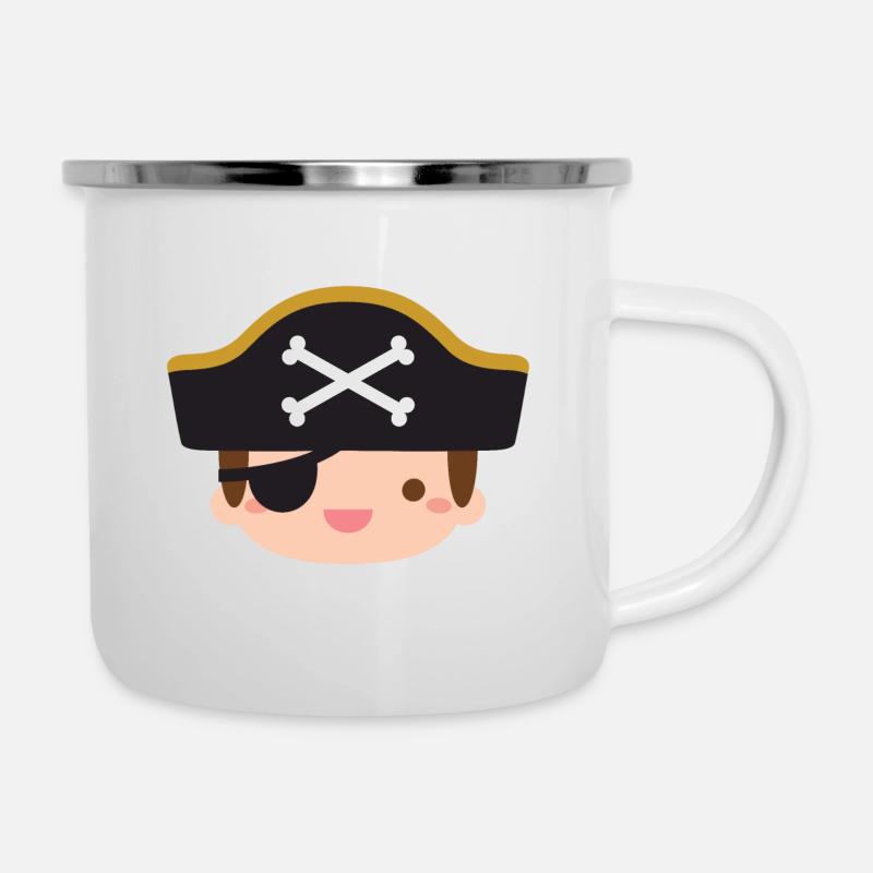 Cute Pirate Boy With Crossbones Captain Hat - Camper Mug - white