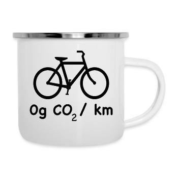 Bicycle is cool - 0g CO2 per kilometer - Emaille-Tasse - Weiß - Rechts