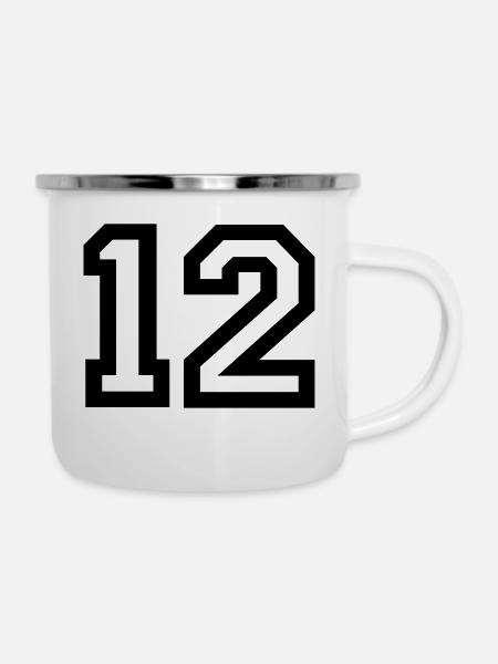 12 Collegestyle - Emaille-Tasse - Weiß