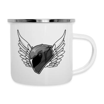 motorcycle helmet biker motorcyclist - Camper Mug - white - Right