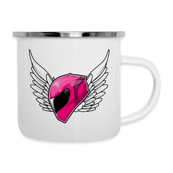 Motorcyclist motorcycle helmet pink - Camper Mug - white - Right