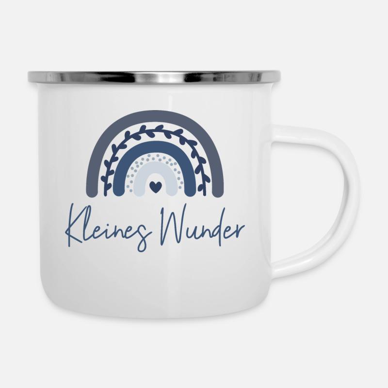 Regenbogen in Blau - Kleines Wunder - Emaille-Tasse - Weiß