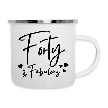 Vierzig fabelhaft - Emaille-Tasse - Weiß - Rechts