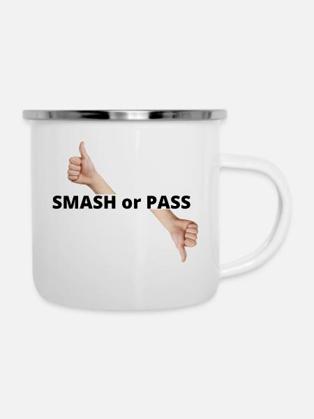 SMASH OR PASS - Emaille-Tasse - Weiß