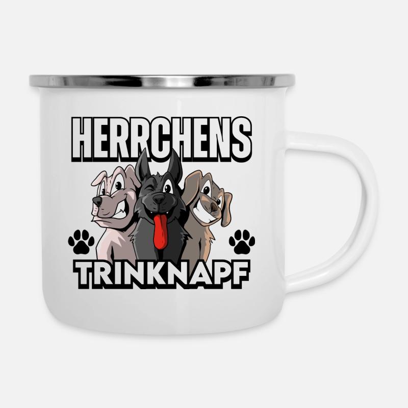 Herrchens Trinknapf Hunde - Emaille-Tasse - Weiß