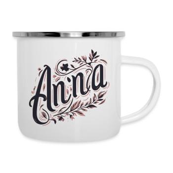 Anna Name Floral - Emaille-Tasse - Weiß - Rechts