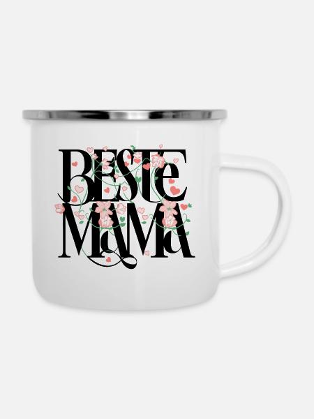 Beste Mama - Emaille-Tasse - Weiß