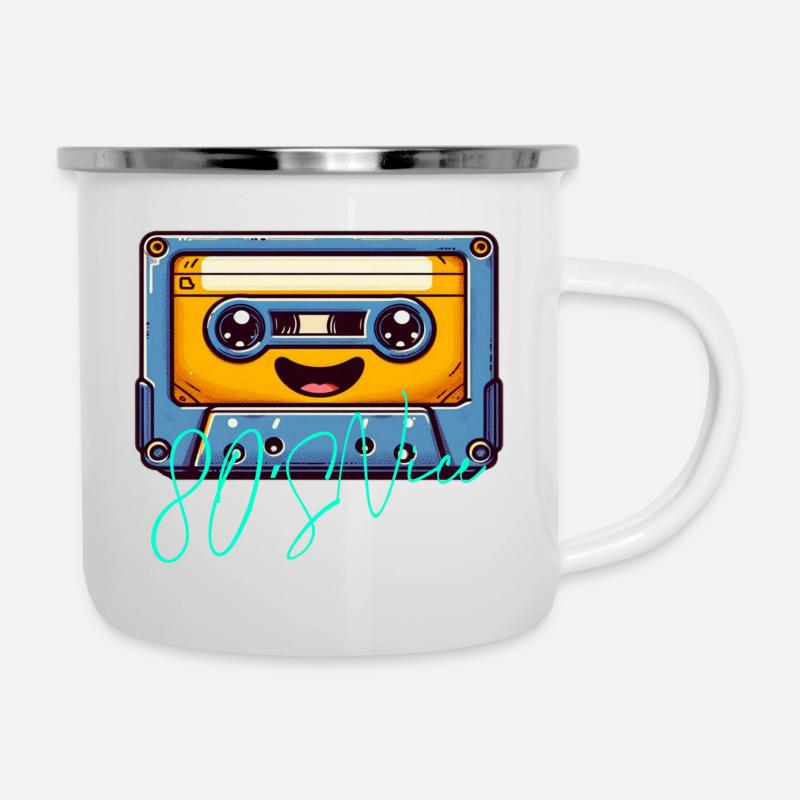 Années 80 - Tasse émaillée - blanc