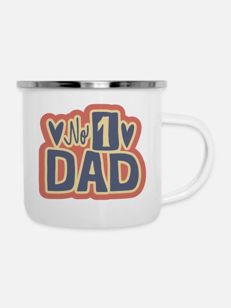 No 1 Dad Herz-Design - Emaille-Tasse - Weiß