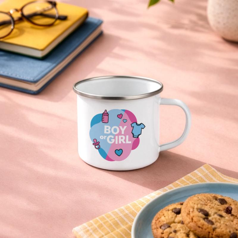 Geschlecht enthüllen Junge oder Mädchen Emaille-Tasse