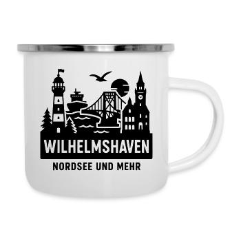 wilhelmshaven silhouette stadt friesland moin  - Emaille-Tasse - Weiß - Rechts