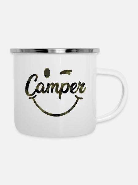 Camper Smile camouflage - Emaille-Tasse - Weiß
