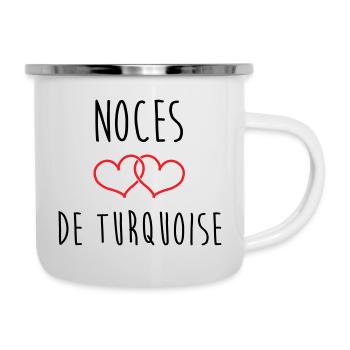 Türkis Hochzeit 18 Jahre Ehe - Emaille-Tasse - Weiß - Rechts