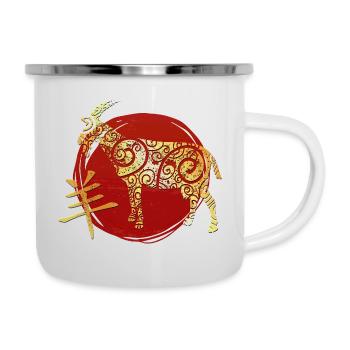 Ziege Chinesisches Tierkreiszeichen Horoskop - Emaille-Tasse - Weiß - Rechts