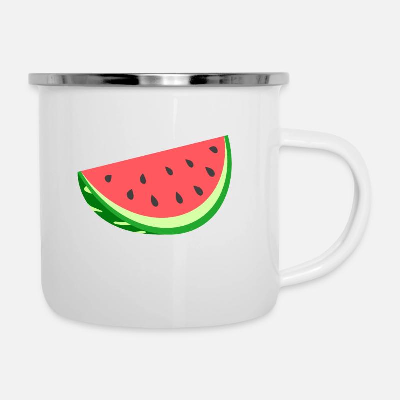 Wassermelone T-Shirt - Emaille-Tasse - Weiß