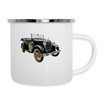 oldtimer - Emaille-Tasse - Weiß - Rechts