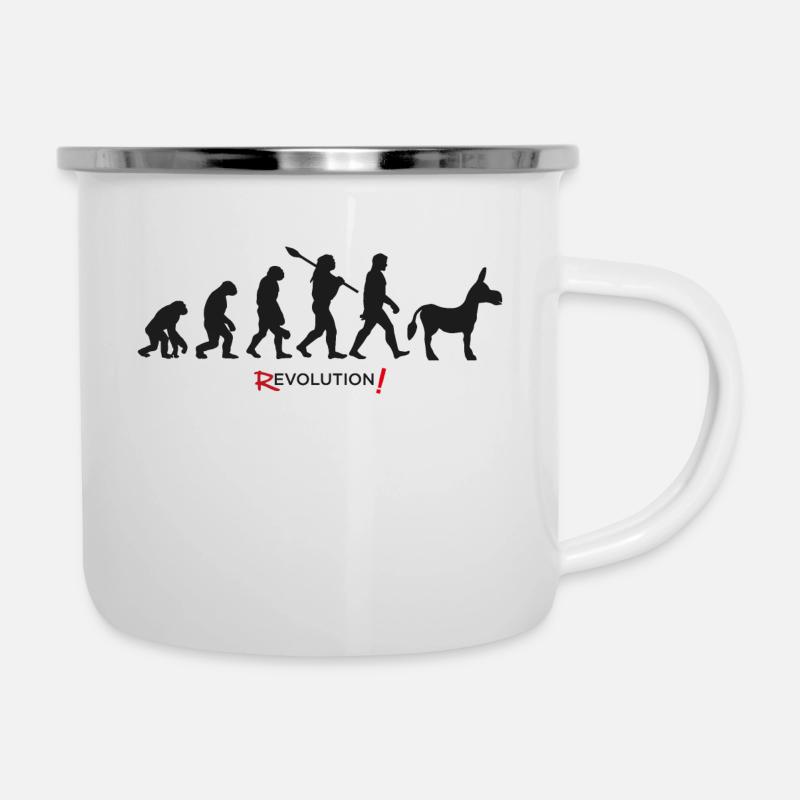 Évolution révolution humour âne cool - Tasse émaillée - blanc