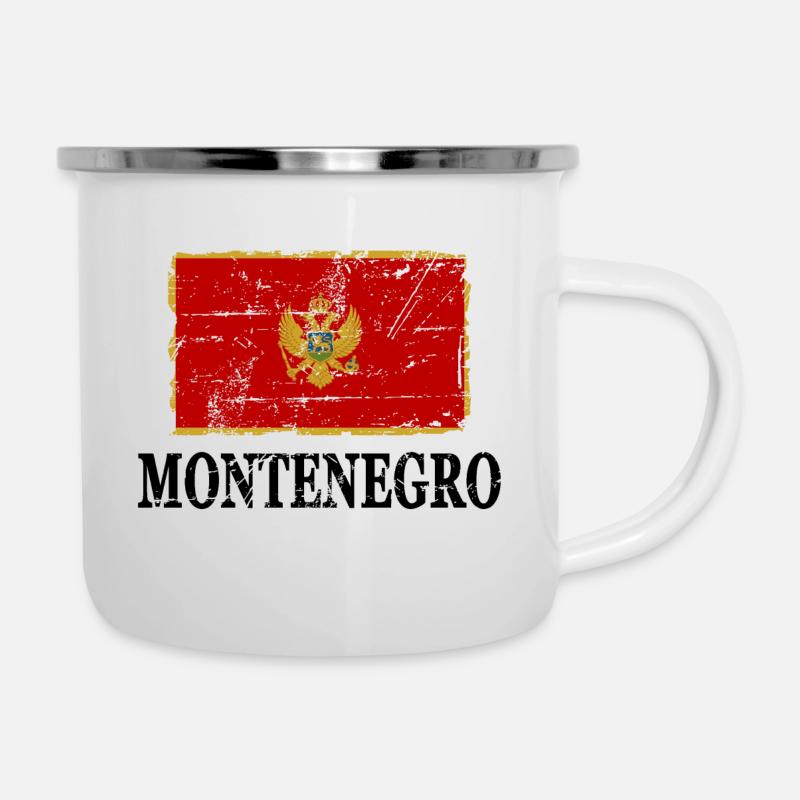Drapeau du Monténégro - bannière - drapeau - drapeau - Tasse émaillée - blanc