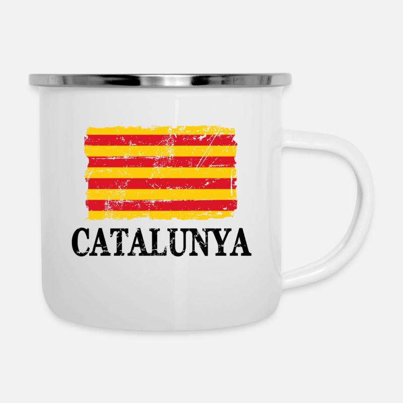 Drapeau de la Catalogne - Drapeau - Drapeau de Catalo - Bannière - Tasse émaillée - blanc