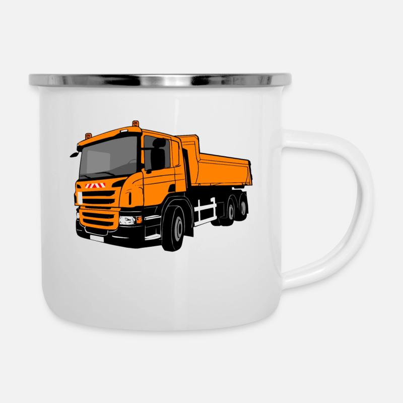 Kipplaster - Laster - Kipper - LKW - Emaille-Tasse - Weiß