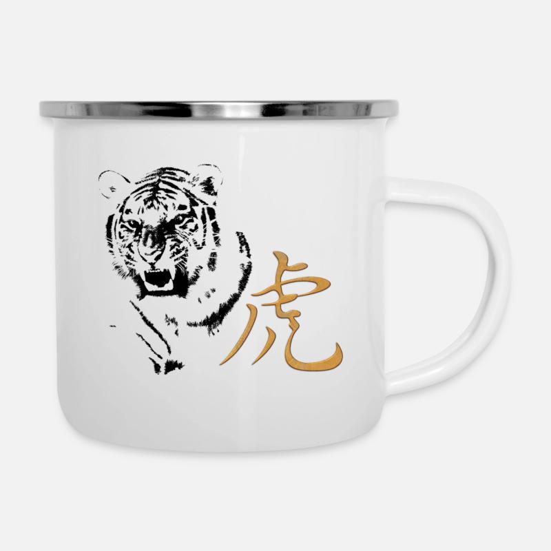 CHINESISCHES STERNZEICHEN - TIGER - Emaille-Tasse - Weiß
