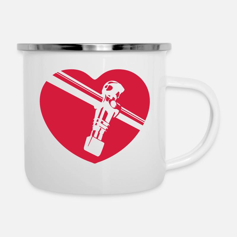 I love Tischkicker - Emaille-Tasse - Weiß