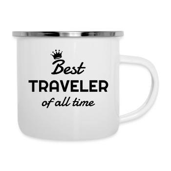 Reisen / Reisende / Urlaub / Tourismus - Emaille-Tasse - Weiß - Rechts