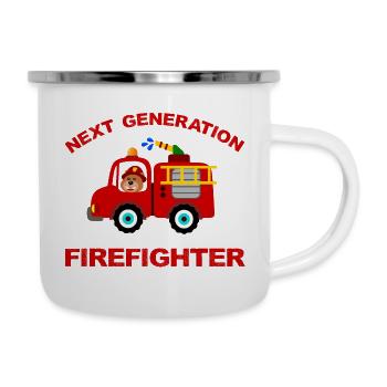Fire truck fire truck firefighter firetruck - Camper Mug - white - Right