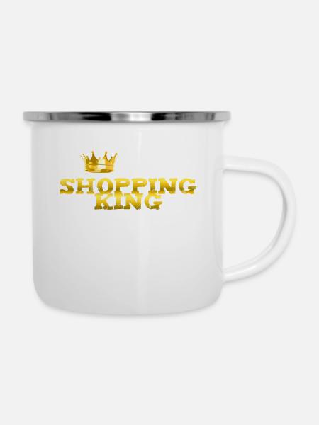 Shopping King - Emaille-Tasse - Weiß