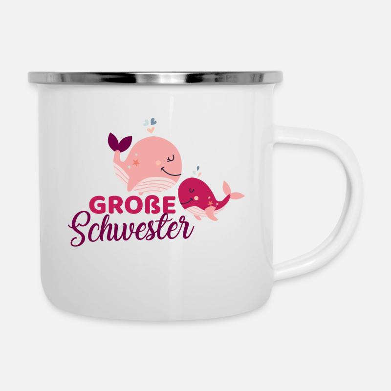 Wale - große Schwester - Emaille-Tasse - Weiß