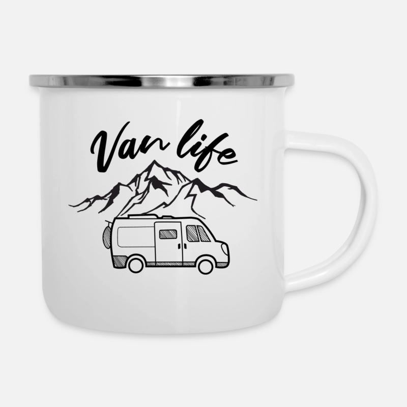 Van life - Emaille-Tasse - Weiß