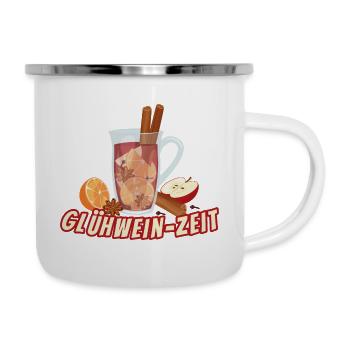 Weihnachtsmarkt Weihnachten Glühwein - Emaille-Tasse - Weiß - Rechts