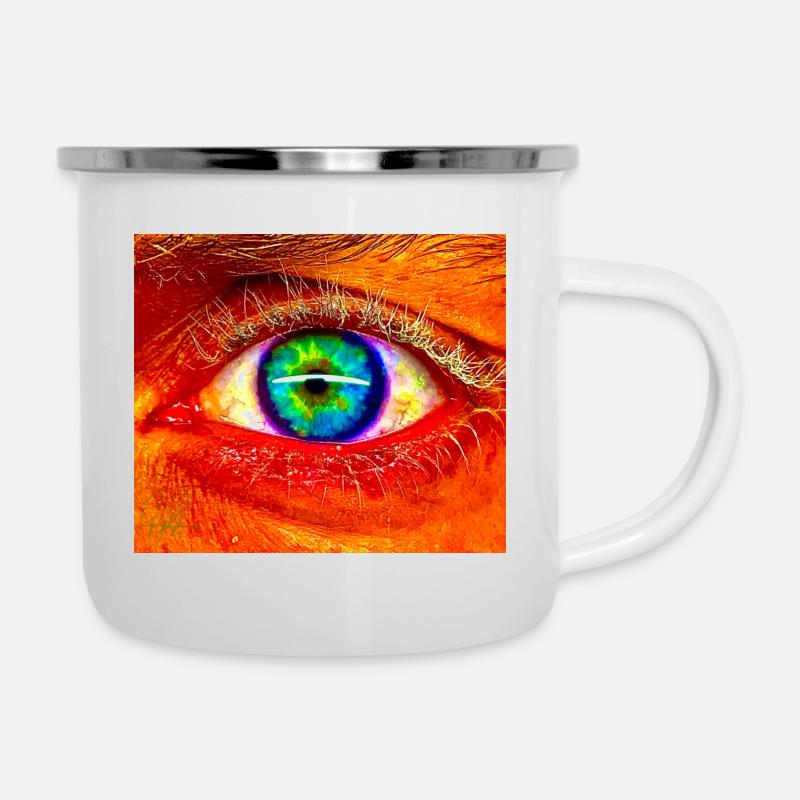 Look in my EYE - Emaille-Tasse - Weiß