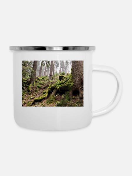 Moos im Wald - Emaille-Tasse - Weiß